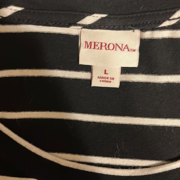 Black & Cream Striped Merona Dress - Size Large - Picture 6 of 7
